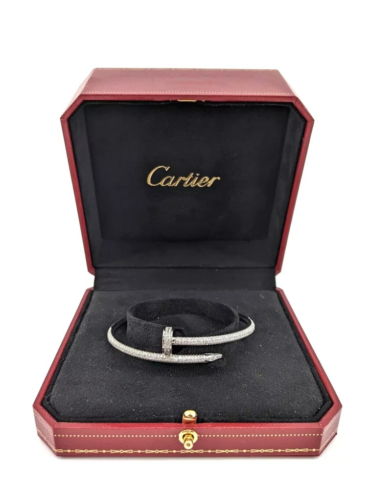 Juste Un Clou Bracelet, Classic Model Juste Bracelet 3.5 Mm w/ Diamonds, Size 17