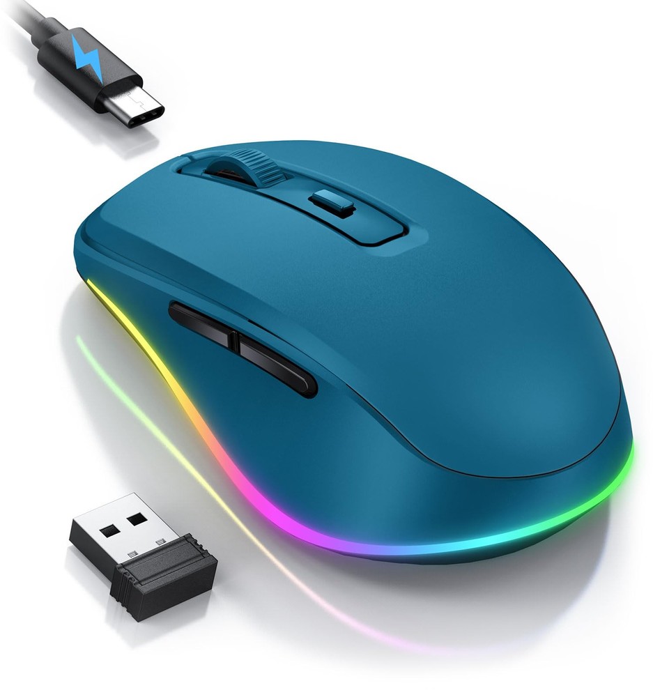 Wireless Mouse Jiggler with LED and Built-in Mover - Rechargeable