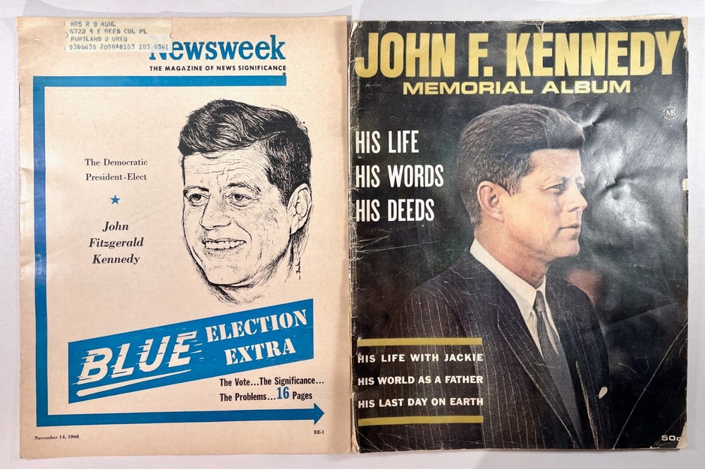 Lot (2) Magazines John F Kennedy Memorial & Newsweek Nov 1960 Blue Election Xtra