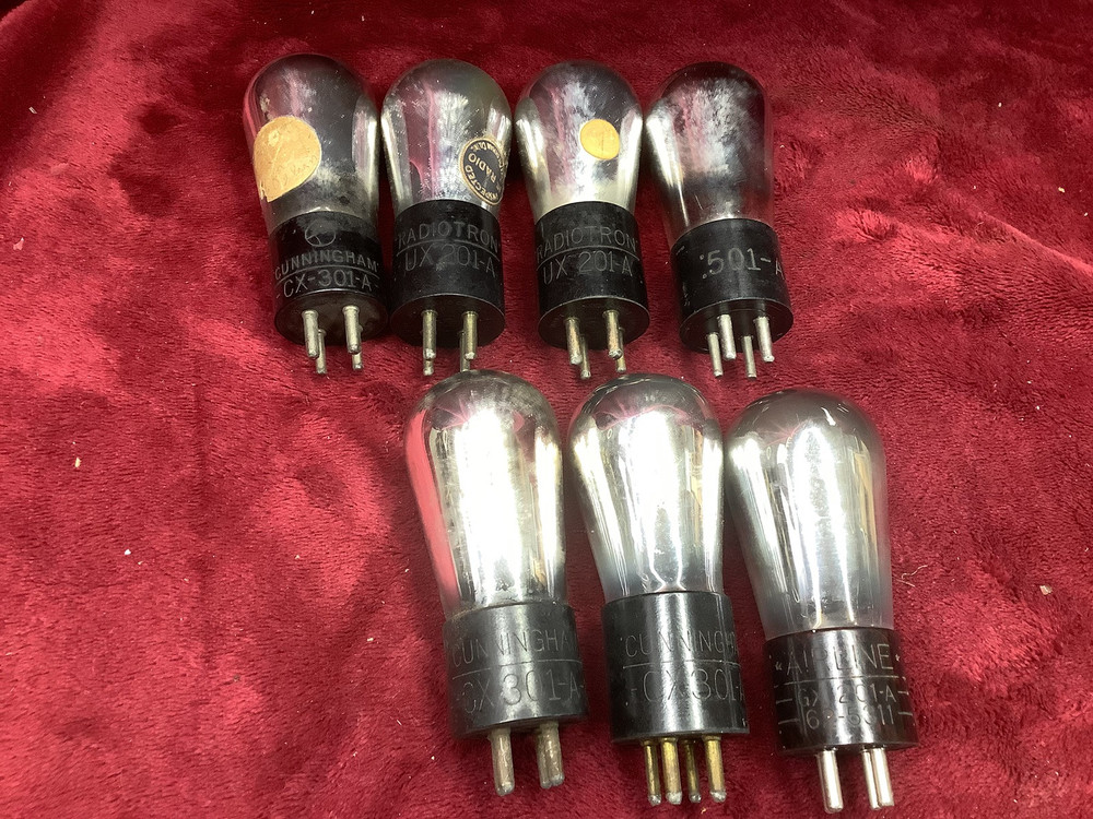7 CUNNINGHAM GLOBE CX301A RADIO VACUUM TUBES Good Filament Radiotron 01A Tubes