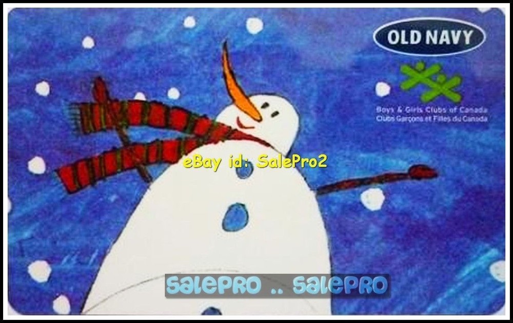 Old Navy Winter Snowflake Snowman Collectible Gift Card #6003