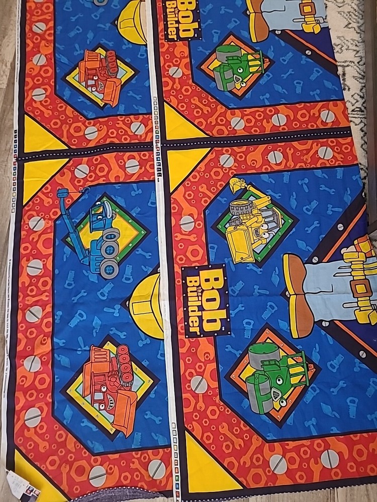 BOB EL CONSTRUCTOR Aprox. Tela estampada de algodón de 7 yardas con estampado Cranston funciona 2002