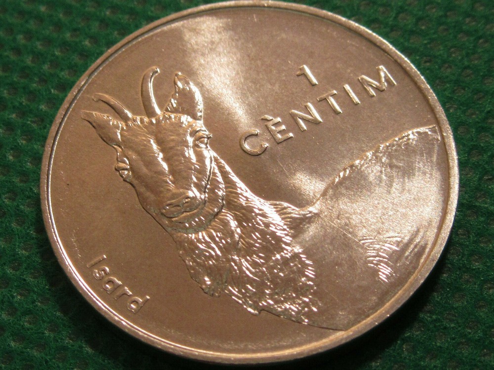 2002 Andorra Coin 1 centim   ISARD  nice large coin one year type ebayship