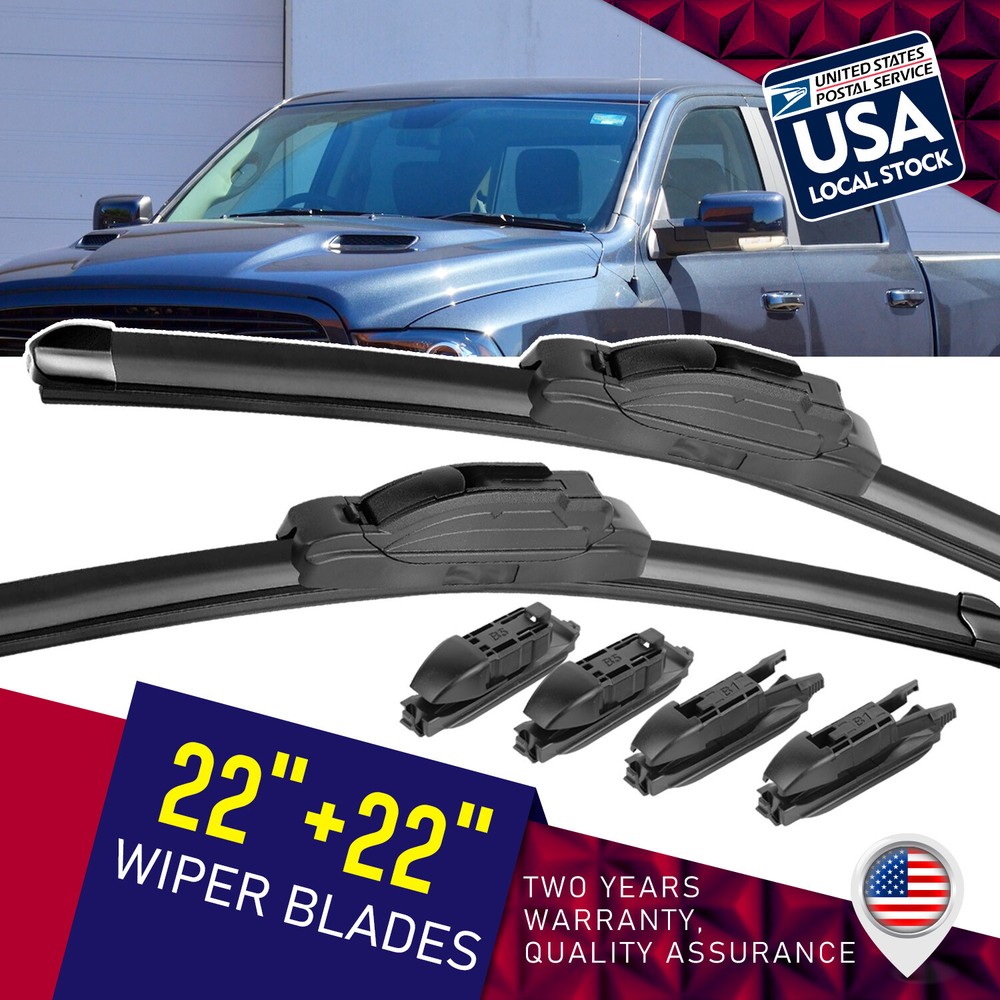 Waterproof/Durable 22''+22'' Top Lock Windshield Wiper Blades All Season Set