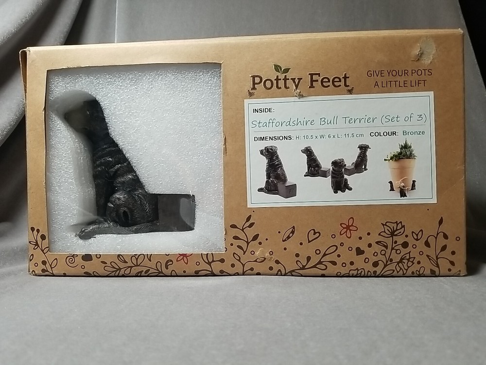 Potty Feet Staffordshire Bull Terrier Pot Holder Figurines Potted Plant Holder