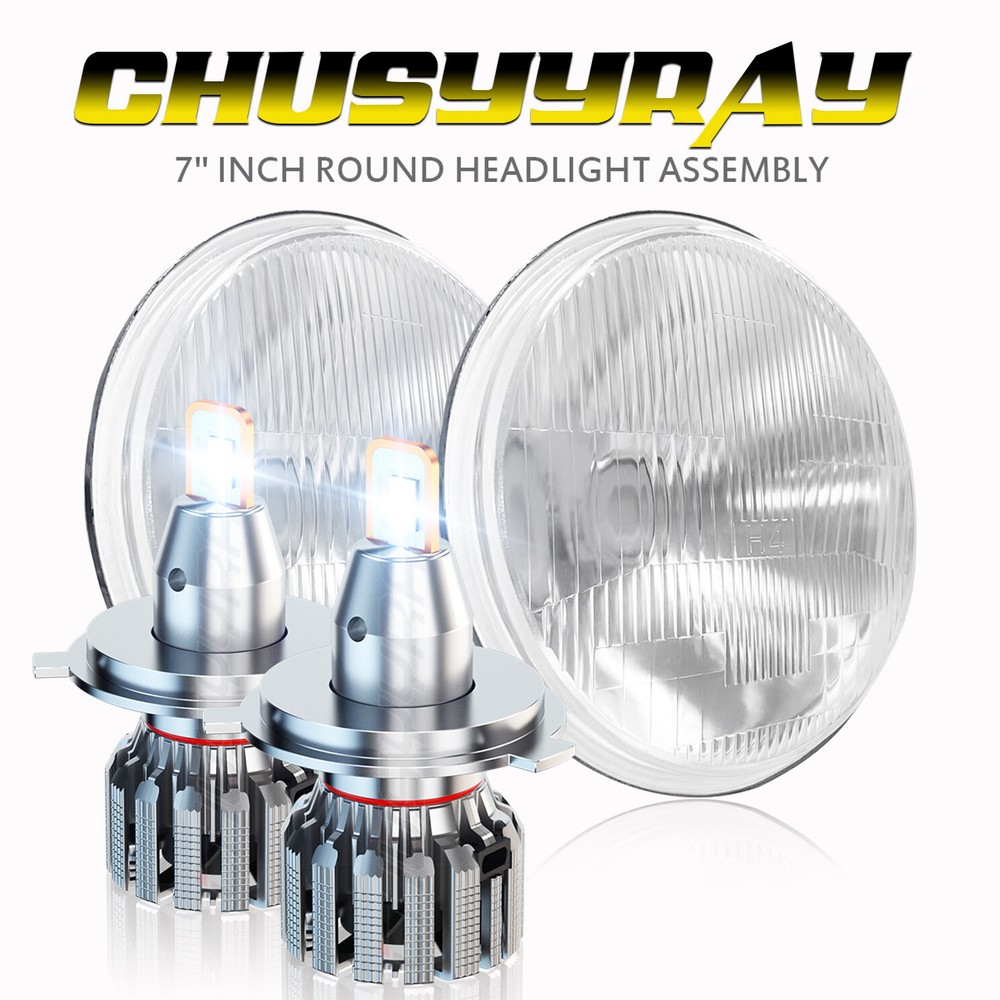For 1967-1972 Chevy C10 Pair 7 inch LED Headlights Round Sealed Hi/Lo Lamp
