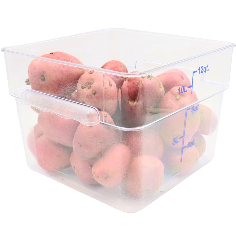 FC12C 12 Quart Square Clear Polycarbonate Food Container Reusable NSF Approved