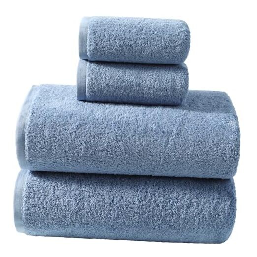 4-Piece Bath Towel Set with 2 Hand Towels and 2 Bath Towels in Blue
