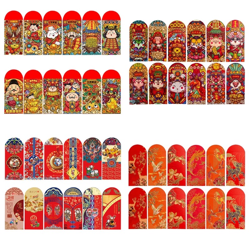 Chinese Red Envelopes 12 Pcs Gifting Bless Chinese Pouches
