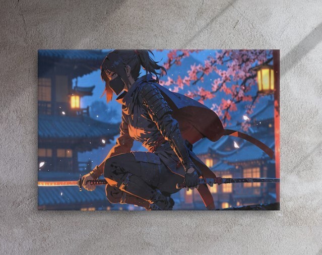 Graceful Ninja Assassin - Moonlit Rooftop in Japanese