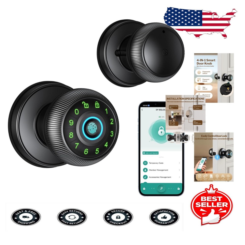 Biometric Fingerprint Door Lock with Rechargeable Battery in Satin Nickel Finish-image