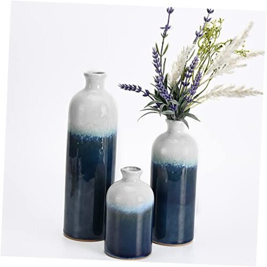 Navy Vases for Home Decor, Ceramic Modern Decorative Pottery Blue and White