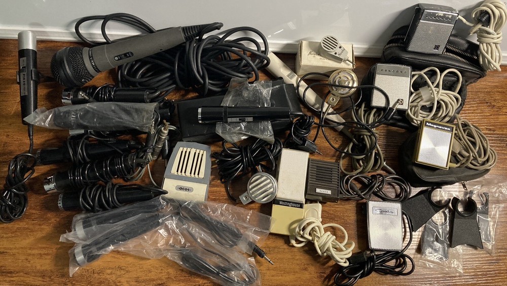 Vintage Microphone Lot- 22 Mics, Electro, Sony, Concord, Craig, Realistic & More