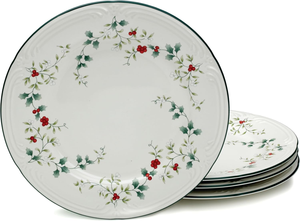 Winterberry 10.5-Inch White Dinner Plates Set of 4