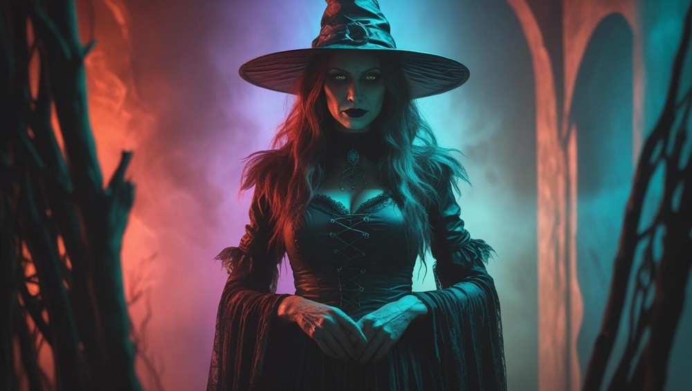 Black Witch AI Art Digital Wallpaper Background for Desktop-image