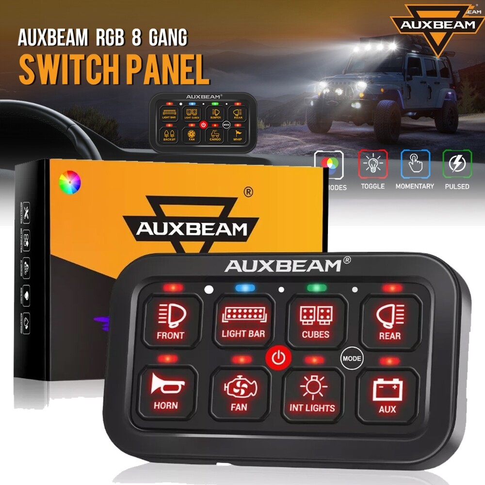 Auxbeam BA80 RGB 8 Gang Switch Panel Relay System Off road Light  Controller