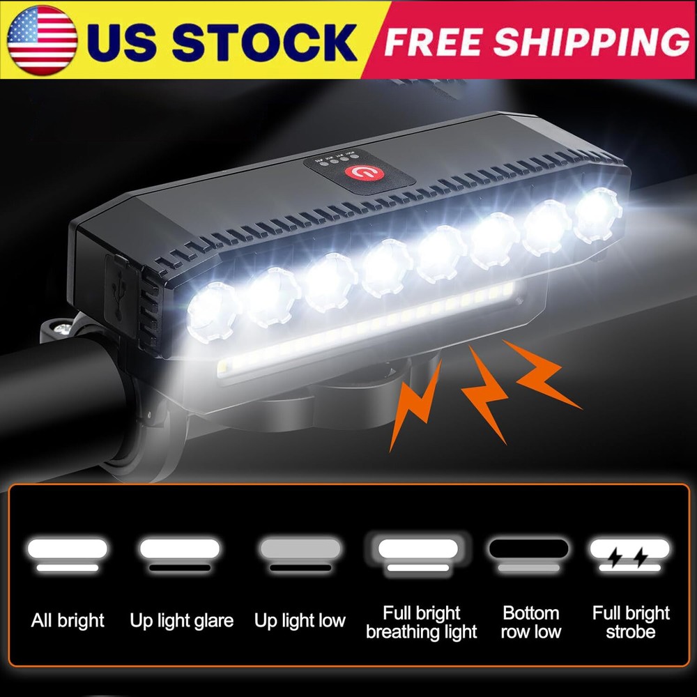 Bicycle Front Headlight Super Bright LED Bike Light USB Rechargeable Waterproof