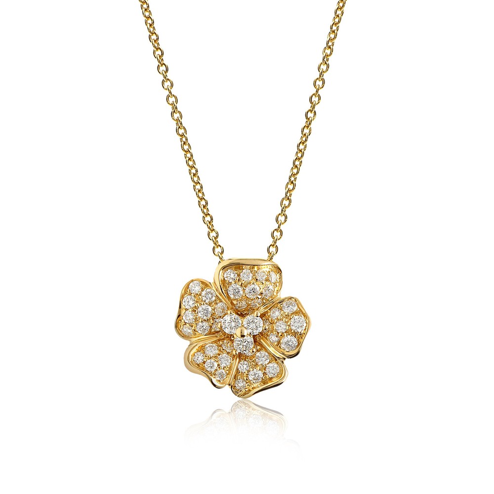 Radiant Moissanite Floral Necklace in 14K Yellow Gold for Timeless Elegance