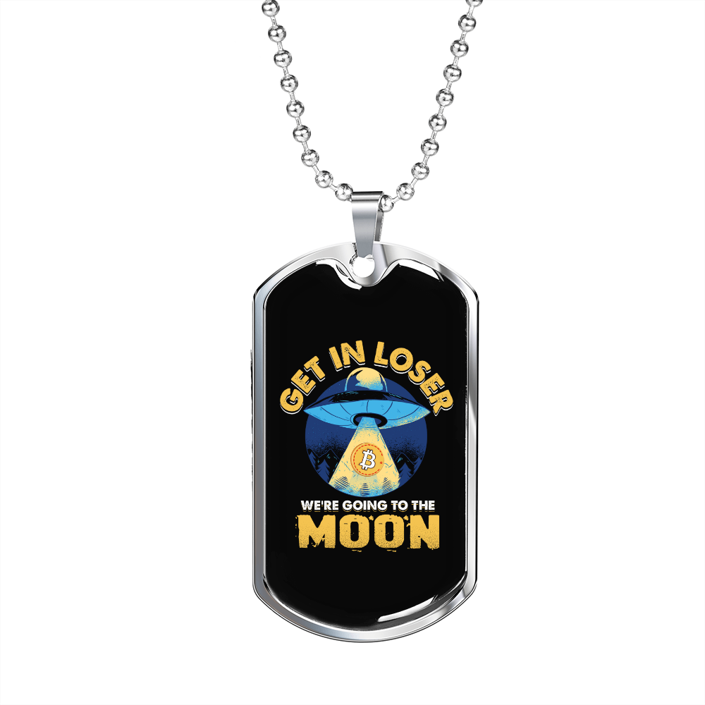 Going to Moon    Necklace Stainless Steel or 18k Gold Dog Tag 24