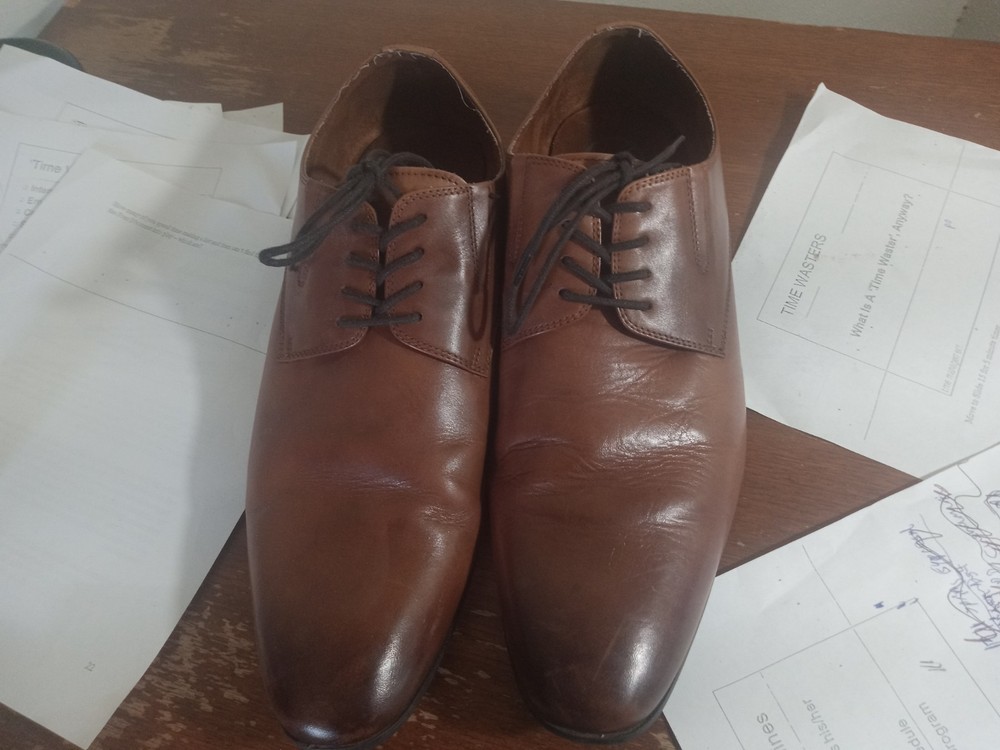 KENNETH cole upper brown leather size 13 dress shoes