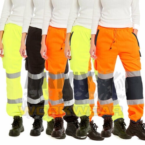 Ladies Hi Vis Viz Jogging Trousers Bottoms Joggers Sweat Pro Work Pants Railway