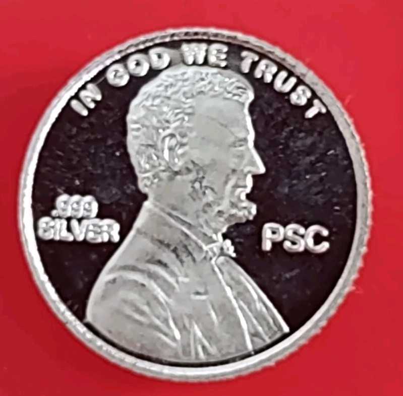 1 - ( Lincoln / Penny ) Gram .999 Silver Round- .999 Fine Silver - 1 Gram