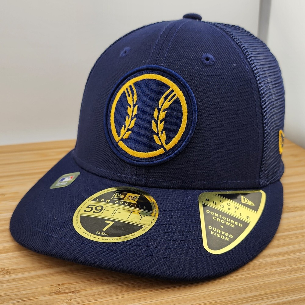 Milwaukee Brewers Wheat Logo 5950 Fitted Trucker Hat Size 7