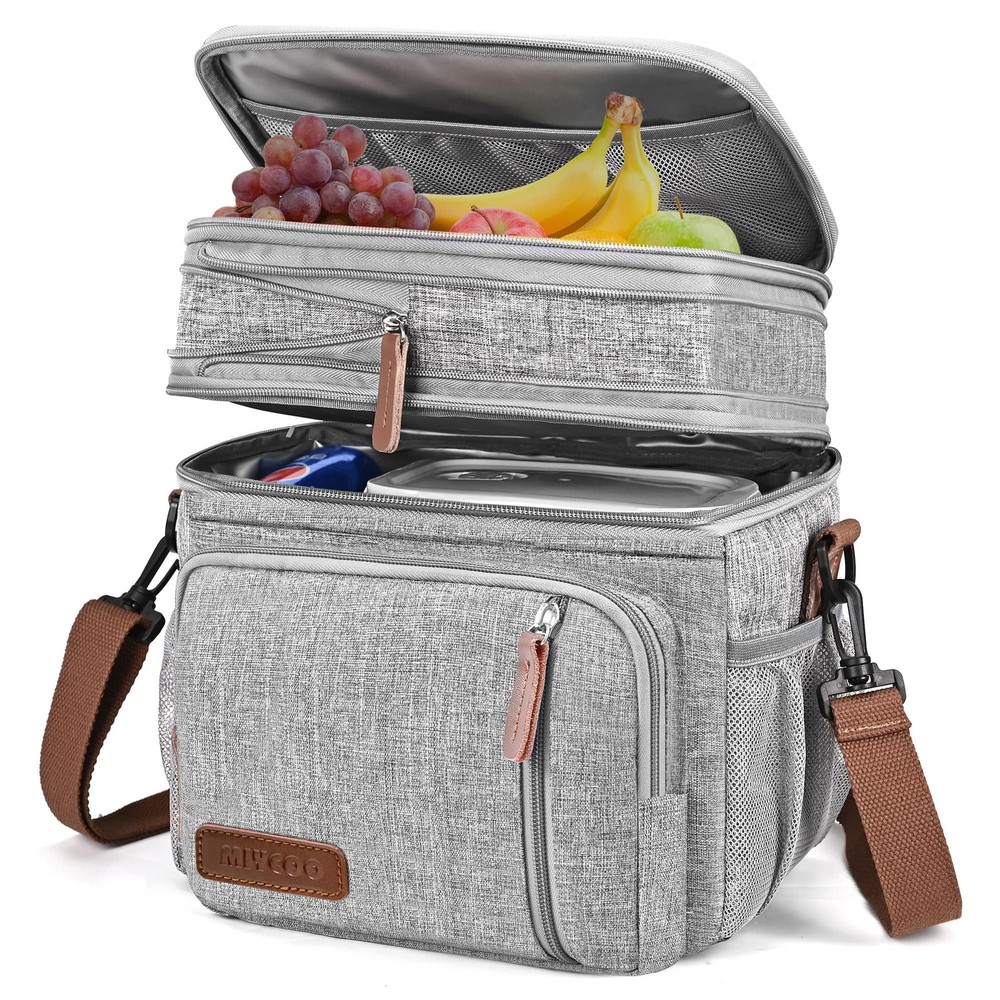 Lunch Bag for Women Men Double Deck Lunch Box - Leakproof Insulated Soft Larg...