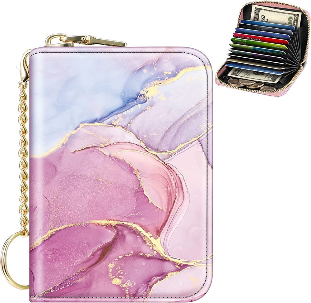 Slim RFID-Blocking Leather Wallet with Zipper Coin Pocket-image