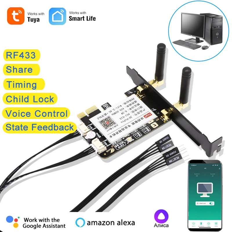 Tuya Wifi Computer Power Reset Switch,PCIE Boot Card for PC Desktop Computer