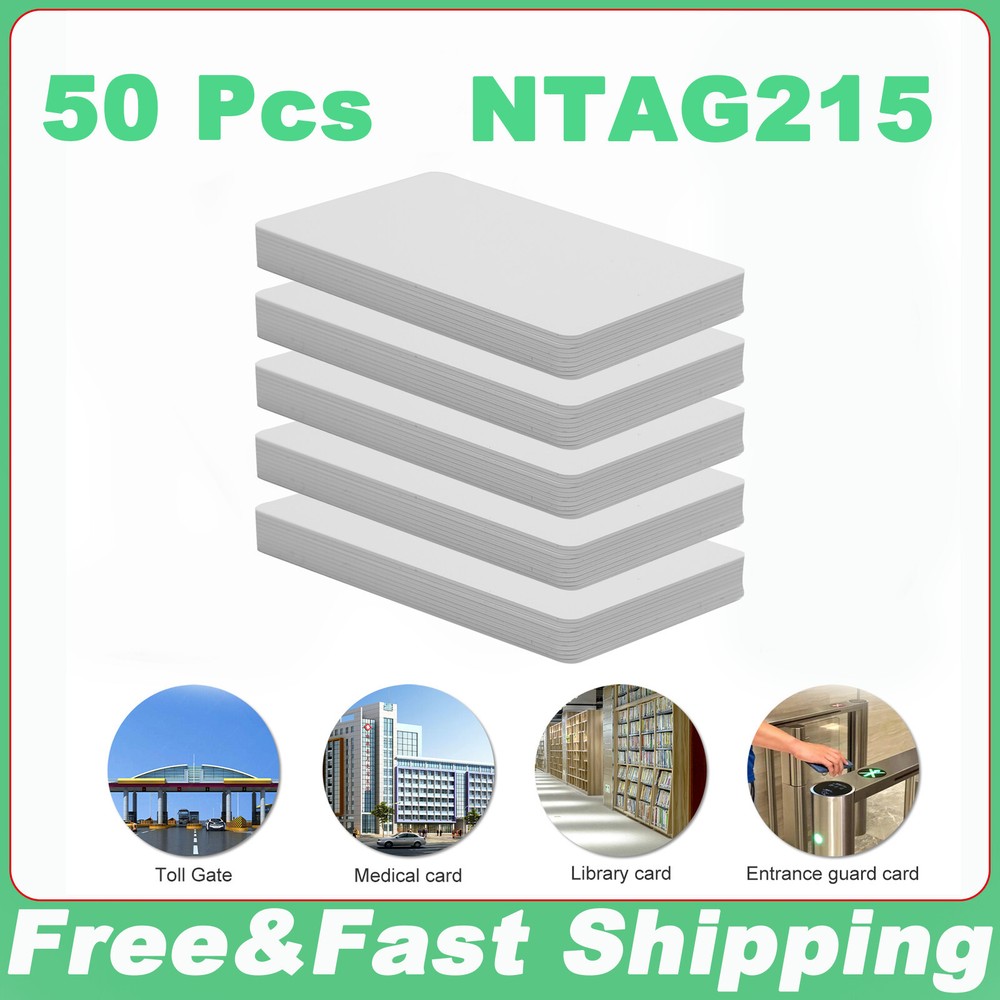50-Pack NTAG215 Blank NFC Cards Tags NTAG 215 PVC TagMo Card Waterproof RFID