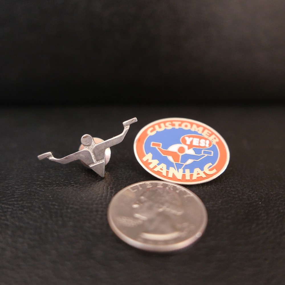 Customer Yes Maniac Oval Metal Enamel Lapel Hat Pin Lot of 2 Taco Bell Pizza Hut-image