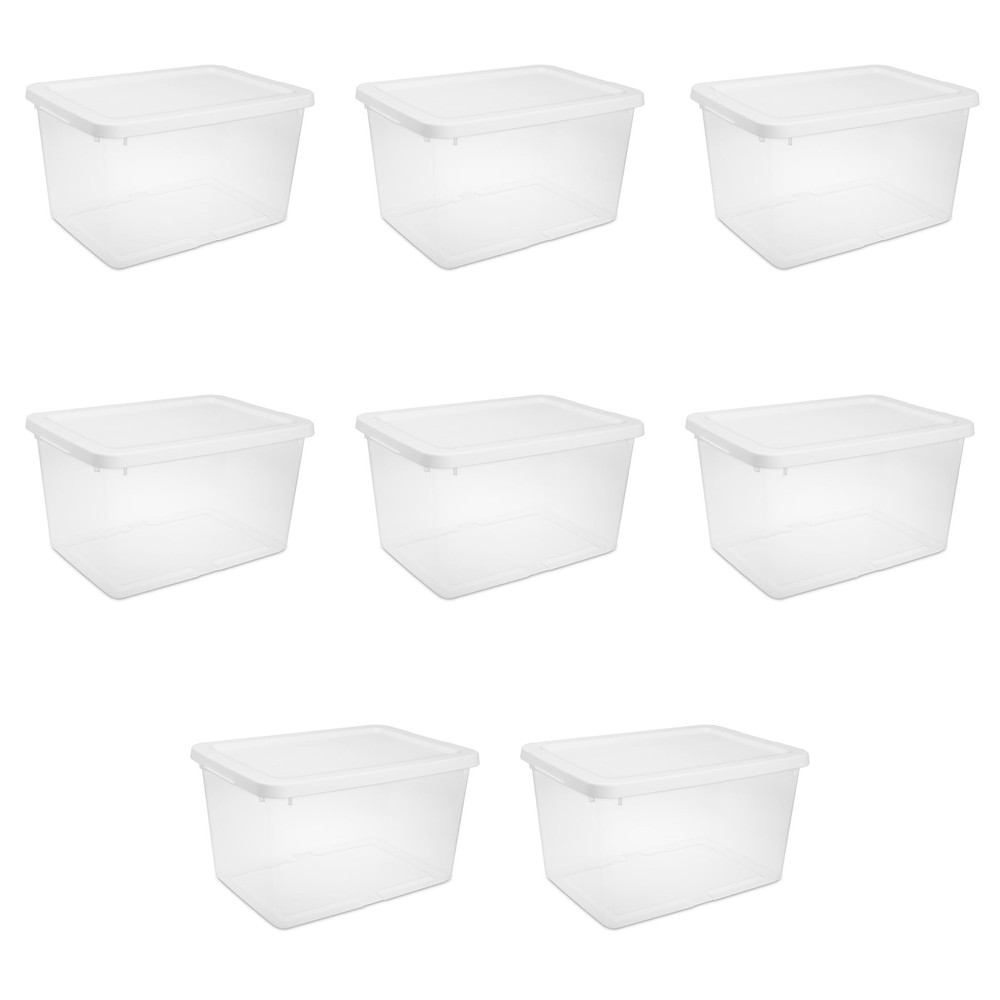 Small Storage Bin, 20 Quart Clear Plastic Storage Container,White, Pack of 8