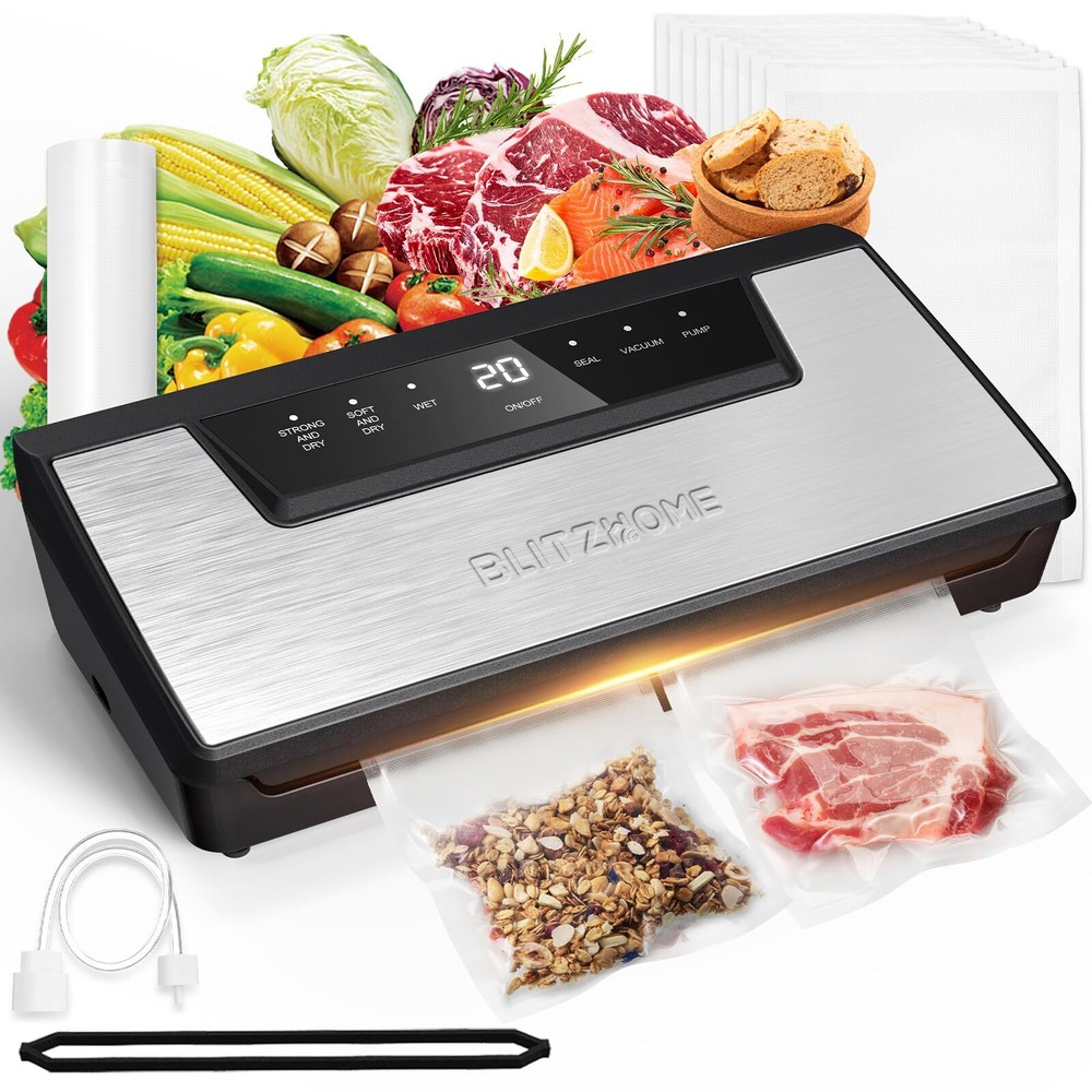 Vacuum Sealer Machine, 6 Easy Modes for Dry/Moist Food Storage/Sous Vide, Bui...