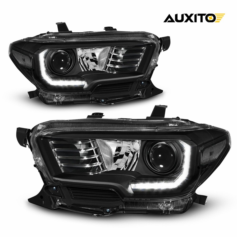 Fits for 2016-2023 Toyota Tacoma LED Strip Black Projector Headlights Lamps EPU