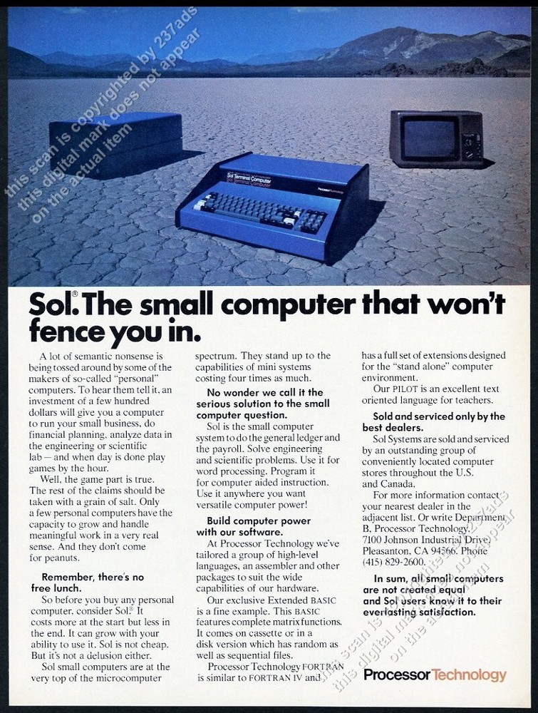 1979 SOL Terminal Computer color photo Processor Technology vintage print ad
