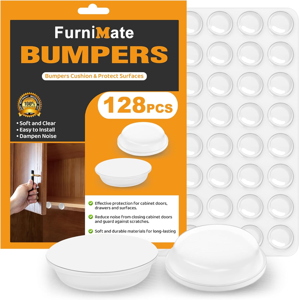 Cabinet Door Bumper 128PCS- Cabinet Bumpers Clear, Cabinet Stoppers Rubber Bumpe