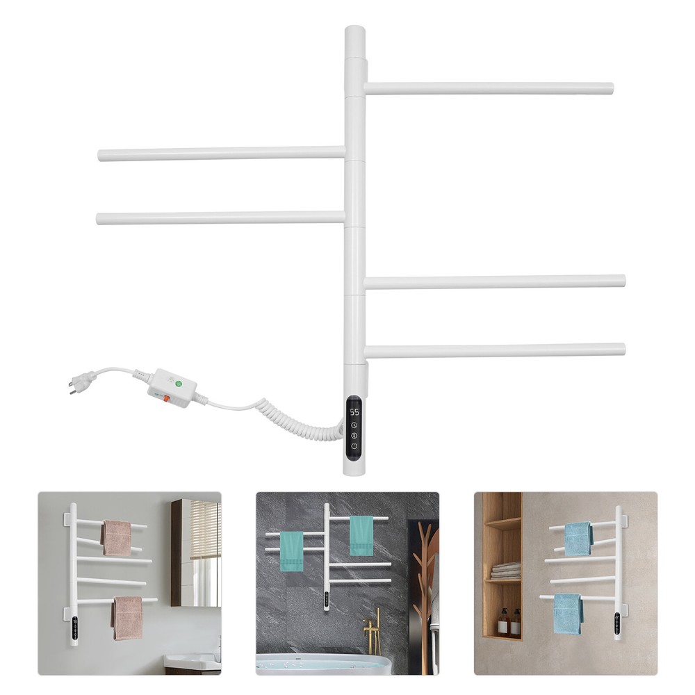 Electric Heated Towel Rack Stainless Steel 5 Arms Bathroom Warming Drying Rack