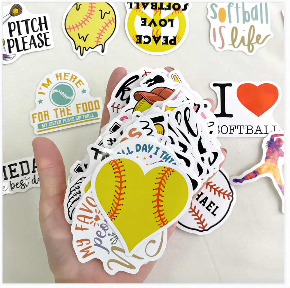 Softball Stickers 100PCS Baseball Accessories, Softball Gifts for Girls and Teen