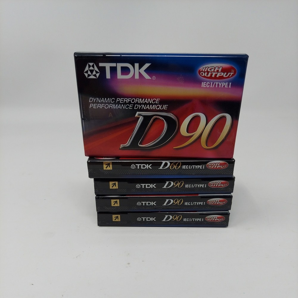 TDK D90 High Output Blank Audio Cassette Tapes IECI / TYPE I - Lot of 5