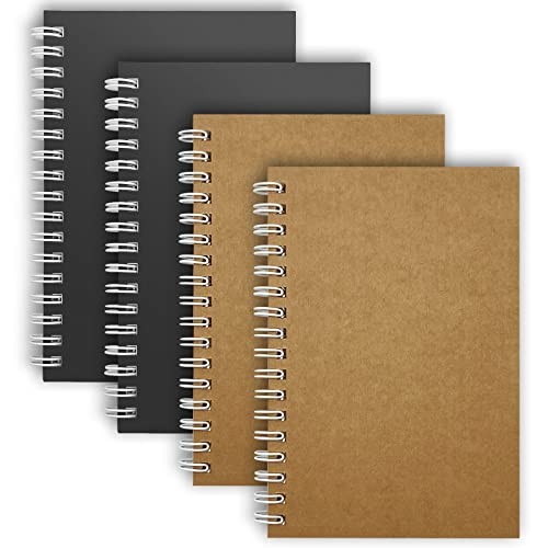 Compact 4-Pack A6 Spiral Notebooks - 4x6 Inch Mini Memo Pads