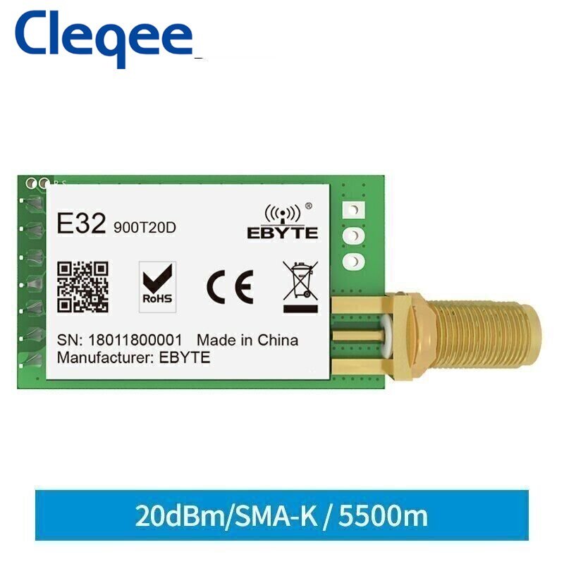 20dBm 3km SX1276 868/915MHz LoRa RF UART IoT uhf Wireless Module SMA