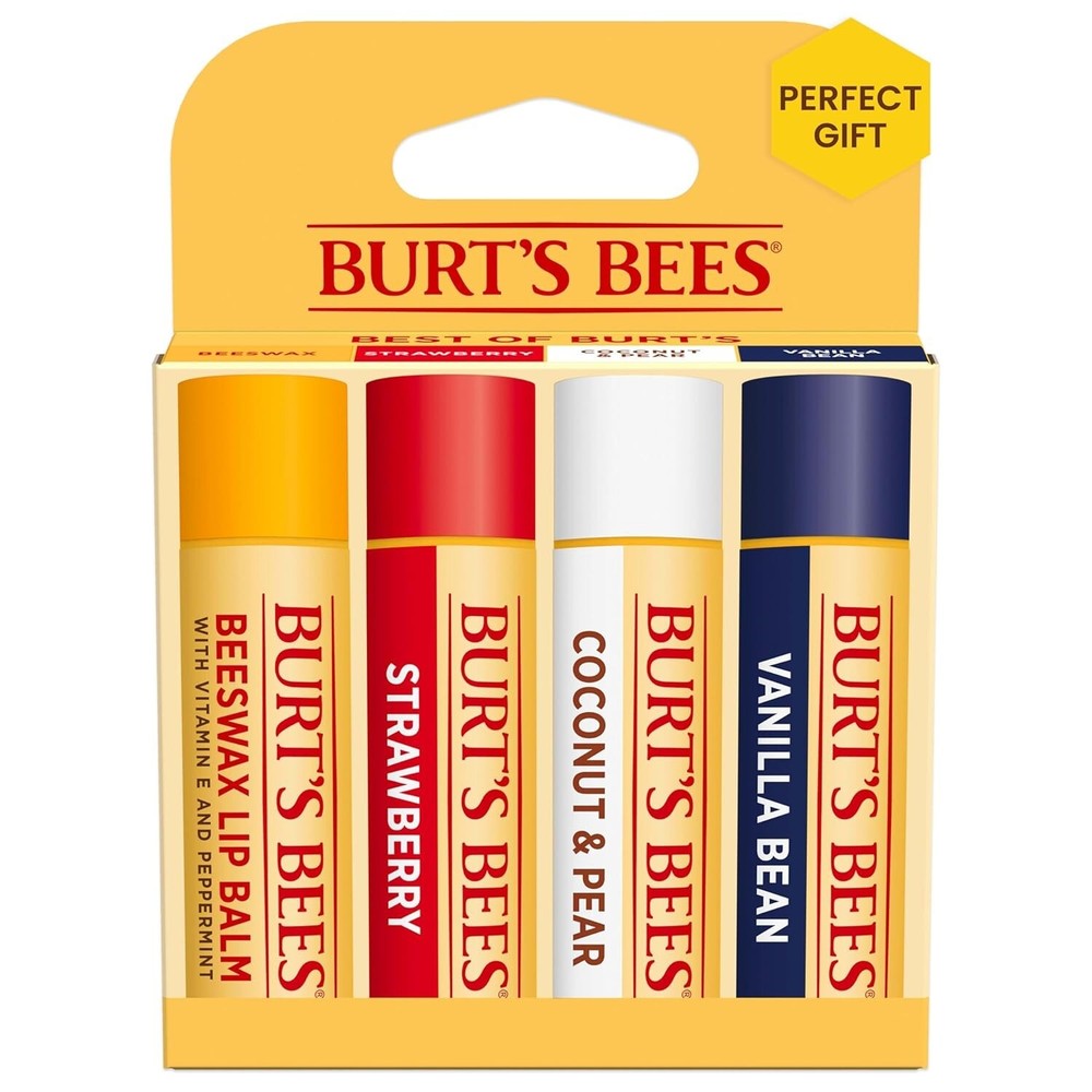 Burt's Bees Beeswax Lip Balm Set with Strawberry Coconut Pear and Vanilla Bean Flavors