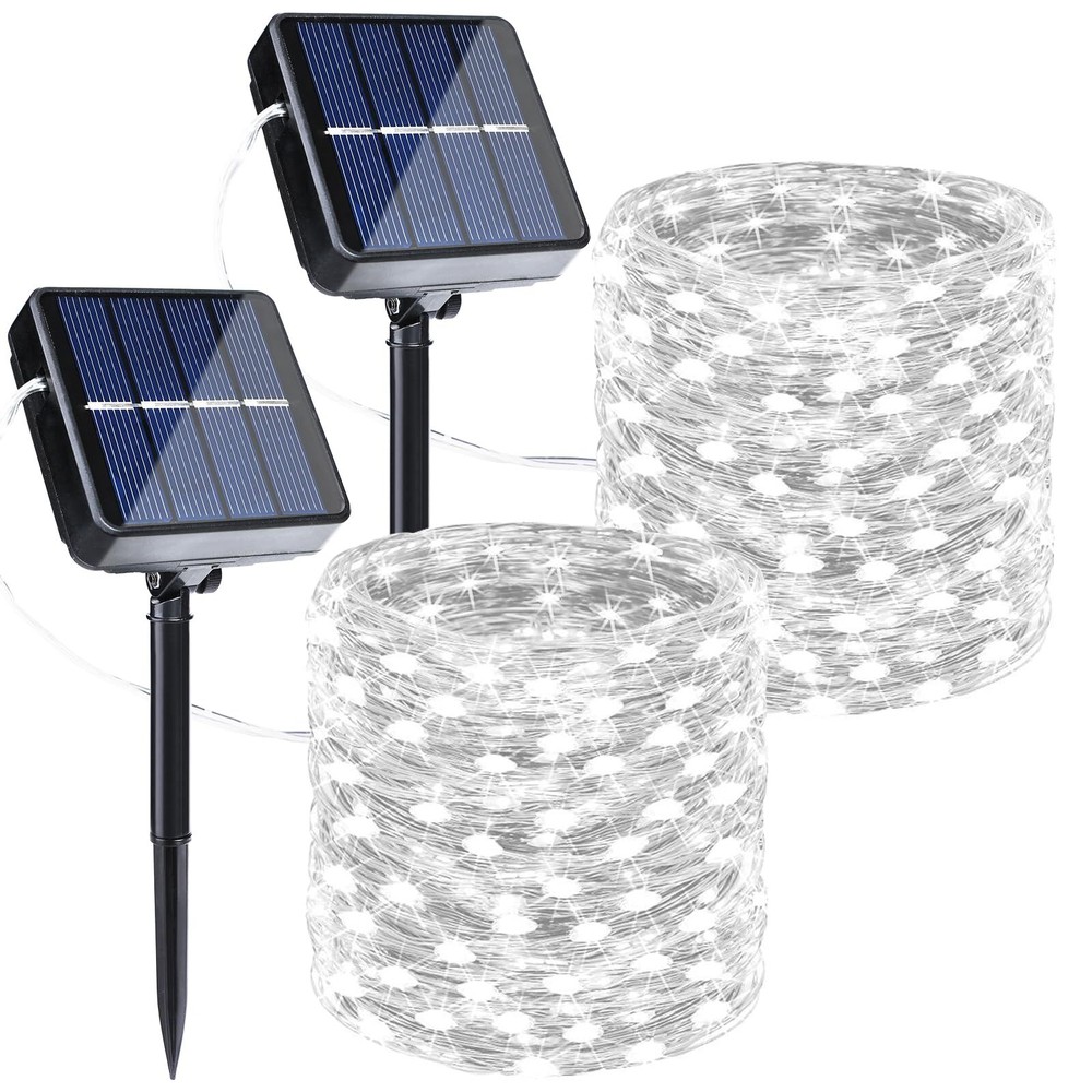 Solar Christmas Lights Outdoor, 2Pack Total 80FT 240LED 8 Modes Solar Fairy L...