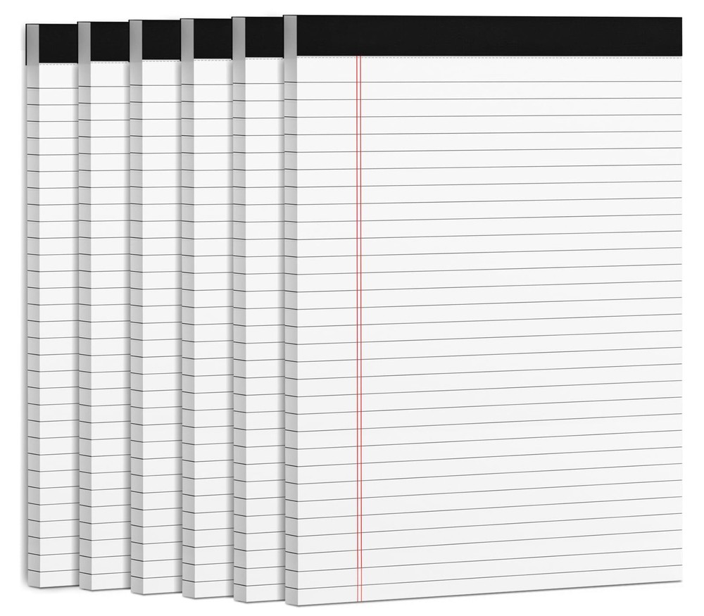 Legal Pads 8.5 x 11.75 Writing Pads, 6 Pack Wide Ruled Note Pads, 50 Sheets p...