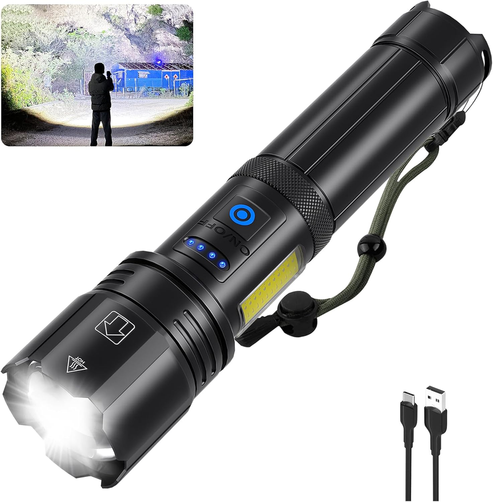 Flashlights High Lumens Rechargeable, 990000 Lumens Bright Flash Light, Powerful