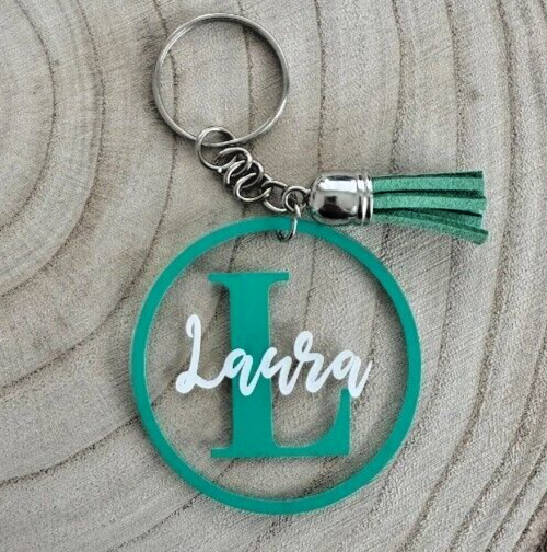 Personalized Key Ring with Name and Initial - Custom Key Fob with Name