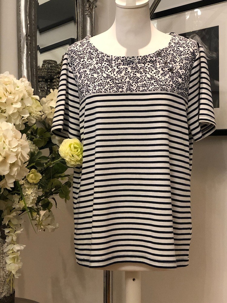 ⚓️New - BM Casual Collection ⚓️navy/white S/slv T Shirt🌟 BUY NOW £10.00⚓️SzL-image