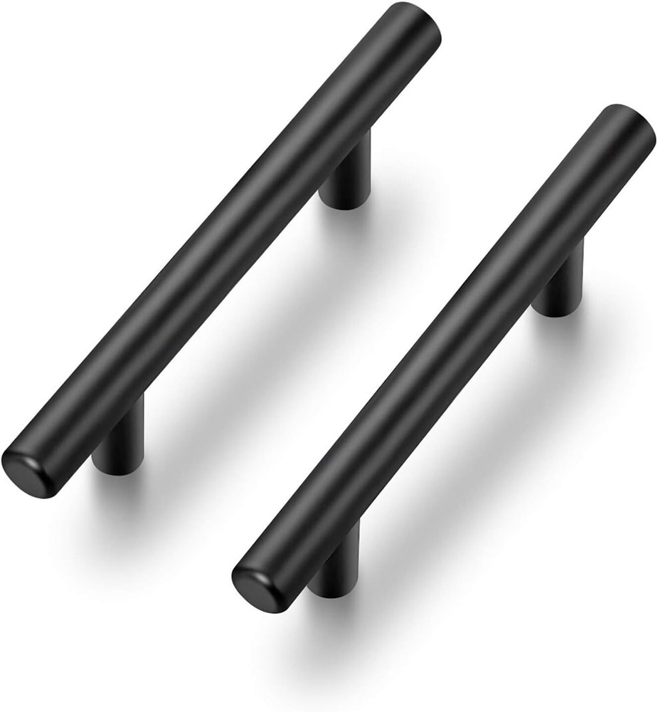 Durable 60 Pack - 6'' Matte Black Stainless Steel Pulls for Cabinets & Wardrobes