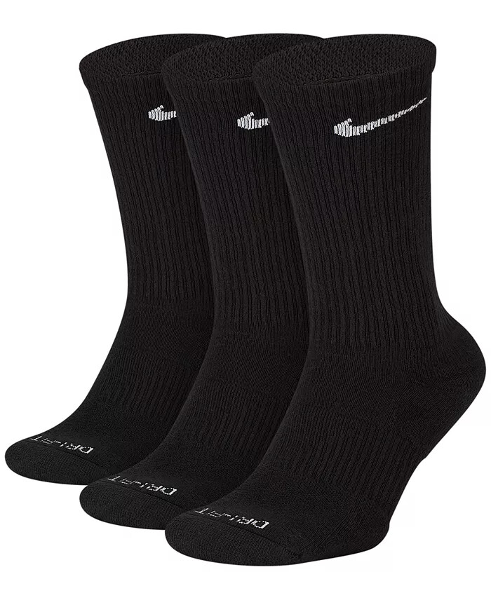 Nike Everyday Plus Men's Crew Socks - Black, Size L (3 Pairs)
